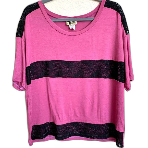Show me your Mu-Mu pink top magenta short sleeve top size XL boho - Picture 1 of 13